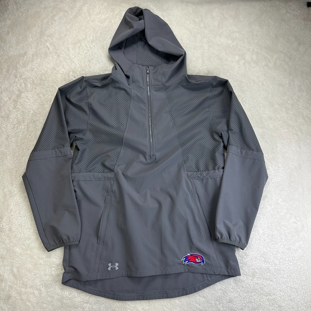UMass Under Armour Heatgear Windbreaker Jacket Mens M Gray Lowell River Hawks